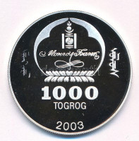 Mongólia 2003. 1000T Ag ''Ázsia történelme - Konfuciusz' kapszulában, bizonytalan ezüsttartalommal (19,76g/0.999 vagy 0.925/39mm) T:PP Mongolia 2003. 1000 Tugrik Ag 'History of Asia - Confucius' uncertain silver content, in capsule