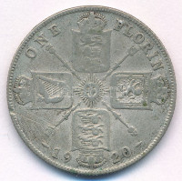 Nagy-Britannia 1920. 1Fl Ag 'V.György' T:VF,F Great Britain 1920. 1 Florin Ag 'George V' C:VF,F Krause KM#834