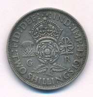 Nagy-Britannia 1941. 2Sh Ag 'VI. György' T:XF,VF patinaGreat Britain 1941. 2 Shilling Ag 'George VI' C:XF,VF patinaKrause KM#855