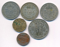 Nagy-Britannia 1942-1948. 1f-1/2C (6xklf) közte 1942. 2Sh Ag 'VI. György' T:XF,VFUnited Kingdom 1942-1948. Farthing - 1/2 Crown (6xdiff) within 1942. 2 Shillings Ag 'George VI' C:XF,VF