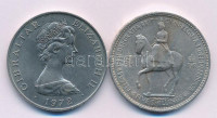 Nagy-Britannia 1953. 5Sh Cu-Ni 'II. Erzsébet megkoronázása' + Gibraltár 1972. 25p 'Ezüstlakodalom' T:XF karcok, AU Great Britain 1953. 5 Shillings Cu-Ni 'Coronation of Elizabeth II' + Gibraltar 1972. 25 Pence 'Silver Wedding Anniversary' C:XF