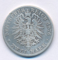 Német Államok / Poroszország 1876A 2M Ag 'I. Vilmos' Berlin T:F patinaGerman States / Prussia 1876A 2 Mark Ag 'Wilhelm I' Berlin C:F patinaKrause KM#506