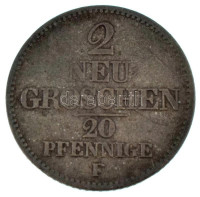 Német Államok / Szászország-Albertine 1854F 2ng / 20pf Ag 'II. Frigyes Ágost' T:VFGerman States / Saxony-Albertine 1854F 2 Neugroschen / 20 Pfennige Ag 'Frederick August II' C:VFKrause KM#1160
