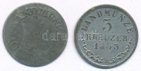 Német Államok 1833L 3Kr Ag (1,07g) + 1829SM 3Kr Ag (1,13g) T:F,GGerman States 1833L 3 Kreuzer Ag (1,07g) + 1829SM 3 Kreuzer Ag (1,13g) C:F,GKrause KM# 133, KM#?117; 127