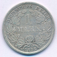 Német Birodalom 1892D 1M Ag 'II. Vilmos' T:VFGerman Empire 1892D 1 Mark Ag 'Wilhelm II' C:VFKrause KM#14