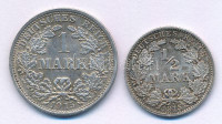 Német Birodalom 1915G 1/2M Ag + 1915F 1M Ag T:AU patina German Empire 1915G 1/2 Mark Ag + 1915F 1 Mark C:AU patinaKrause KM#14,KM#17