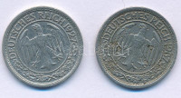 Németország / Weimari Köztársaság 1927A 50pf Ni + 1937D 50pf Ni T:XF,F Germany / Weimar Republic 1927A 50 Pfennig Ni + 1937D 50 Pfennig Ni C:XF,F Krause KM#49