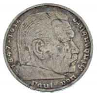 Német Harmadik Birodalom 1937A 5M Ag 'Hindenburg' T:VF patina German Third Empire 1937A 5 Reichsmark Ag 'Hindenburg' C:VF patina Krause KM#94
