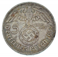 Német Harmadik Birodalom 1937A 5M Ag 'Hindenburg' T:VF patina German Third Empire 1937A 5 Reichsmark Ag 'Hindenburg' C:VF patina Krause KM#94