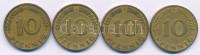 NSZK 1949. 10pf sárgarézzel bevont acél (4xklf verdejel: D, F, G, J) T:VFFRG 1949. 10 Pfennig brass clad steel (4xdiff mintmarks: D, F, G, J) C:VFKrause KM#103