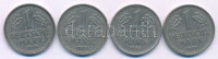 NSZK 1950. 1M Cu-Ni (4xklf verdejel: D, F, G, J) T:XF,VFGFR 1950. 1 Mark Cu-Ni (4xdiff mintmarks: D, F, G, J) C:XF,VF Krause KM#110