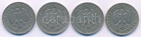 NSZK 1954. 1M Cu-Ni (4xklf verdejel: D, F, G, J) T:XF,VFGFR 1954. 1 Mark Cu-Ni (4xdiff mintmarks: D, F, G, J) C:XF,VF Krause KM#110