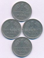 NSZK 1955. 1M Cu-Ni (4xklf verdejel: D, F, G, J) T:XF,VFGFR 1955. 1 Mark Cu-Ni (4xdiff mintmarks: D, F, G, J) C:XF,VF Krause KM#110