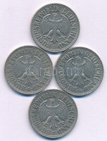 NSZK 1955. 1M Cu-Ni (4xklf verdejel: D, F, G, J) T:XF,VFGFR 1955. 1 Mark Cu-Ni (4xdiff mintmarks: D, F, G, J) C:XF,VF Krause KM#110