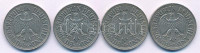 NSZK 1956. 1M Cu-Ni (4xklf verdejel: D, F, G, J) T:XF,VFGFR 1956. 1 Mark Cu-Ni (4xdiff mintmarks: D, F, G, J) C:XF,VF Krause KM#110
