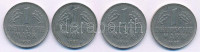 NSZK 1957. 1M Cu-Ni (4xklf verdejel: D, F, G, J) T:XF,VFGFR 1957. 1 Mark Cu-Ni (4xdiff mintmarks: D, F, G, J) C:XF,VF Krause KM#110