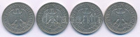 NSZK 1957. 1M Cu-Ni (4xklf verdejel: D, F, G, J) T:XF,VFGFR 1957. 1 Mark Cu-Ni (4xdiff mintmarks: D, F, G, J) C:XF,VF Krause KM#110