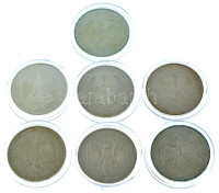 NSZK 1972-1994. 10M Ag (7xklf) különböző emlékkiadások T:BU,PP patinaFRG 1972-1994. 10 Mark Ag (7xdiff) different commemorative issues C:BU,PP patina