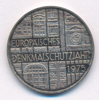 NSZK 1975F 5M Ag 'Európai műemlékvédelmi év' T:AU patinaFRG 1975F 5 Mark Ag 'European Monument Protection Year' C:AU patinaKrause KM#142