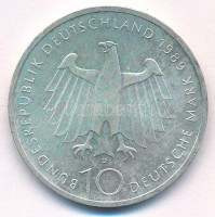 NSZK 1989D 10M Ag 'Bonn 2000. évfordulója' T:AU patina FRG 1989D 10 Mark Ag '2000th Anniversary of Bonn' C:AU patina Krause KM#172