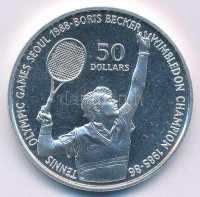 Niue 1987. 50$ Ag ' Nyári Olimpia Szöul 1988 - Boris Becker' T:PP ujjlenyomatNiue 1987. 50 Dollars Ag 'Summer Olympics Seoul 1988 - Boris Becker' C:PP fingerprintsKrause KM#2