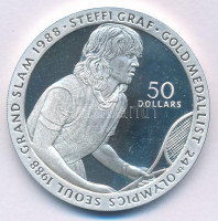 Niue 1989. 50$ Ag ' Nyári Olimpia Szöul 1988 - Steffi Graf' T:PP ujjlenyomatNiue 1989. 50 Dollars Ag 'Summer Olympics Seoul 1988 - Steffi Graf' C:PP fingerprintsKrause KM#44