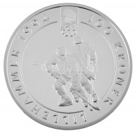 Norvégia 1992. 100K Ag 'Lillehammer Téli Olimpia - Jéghoki' T:PP / Norway 1992. 100 Kroner Ag 'Lillehammer Olympics - Hockey' T:PPKrause KM#441