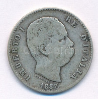 Olaszország 1887M 1L Ag 'I. Umberto' T:F patinaItaly 1887M 1 Lira Ag 'Umberto I' C:F patinaKrause KM#24.2
