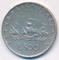Olaszország 1959R 500L Ag 'Kolumbusz hajói' T:2- patina Italy 1959R 500 Lire Ag 'Columbus' Ships' C:VF patinaKrause KM#98