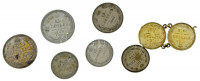 Orosz Birodalom 1861-1915. 10k-20k Ag (8xklf, ebből 2db 10k érme összekapcsolva) T:VF,F patinaRussian Empire 1861-1915. 10 Kopecks - 20 Kopecks Ag (8xdiff, of which 2pcs 10 Kopecks coins are connected) C:VF,F patina