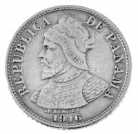 Panama 1916. 5c Ag T:XF,VFPanama 1916. 5 Centésimos Ag C:XF,VFKrause KM#2