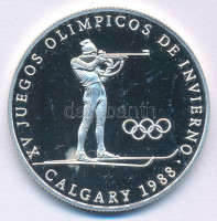 Panama 1988. 1B Ag 'Téli Olimpia 1988 Calgary - Biatlon lövészet' forgalomba nem került fantázia emlékérme T:PP karc, foltPanama 1988. 1 Balboa Ag 'Winter Olympics 1988 Calgary - Biathlon skier shooting' non-circulating commemorative