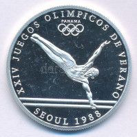 Panama 1988. 1B Ag 'Nyári Olimpia 1988 Szöul - Tornász' forgalomba nem került fantázia emlékérme T:PP kis karc, foltPanama 1988. 1 Balboa Ag 'Summer Olympics 1988 Seoul - Gymnast' non-circulating commemorative fantasy coin C:PP small