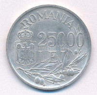 Románia 1946. 25.000L Ag 'I. Mihály' T:AU apró phRomania 1946. 25.000 Lei Ag 'Mihai I' C:AU tiny edge error Krause KM#70