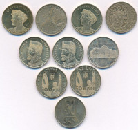 Románia 2011-2023. 50b (10db/7xklf) forgalmi emlékkiadások T:AU,XFRomania 2011-2023. 50 Bani (10pcs/7xdiff) circulating commemorative coins C:AU,XF