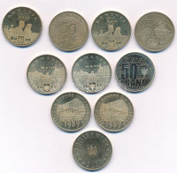 Románia 2011-2023. 50b (10db/7xklf) forgalmi emlékkiadások T:AU,XFRomania 2011-2023. 50 Bani (10pcs/7xdiff) circulating commemorative coins C:AU,XF