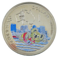 Salamon-szigetek 2000. 1$ Cu-Ni '2000. évi Olimpiai Játékok Sydney - Úszás' multicolor T:PP foltSolomon Islands 2000. 1 Dollar Cu-Ni 'Olympic Games 2000 in Sydney - Swimming' multicolor C:PP spotKrause KM#65