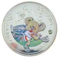 Salamon-szigetek 2000. 5$ Ag '2000. évi Olimpiai Játékok Sydney - Tenisz' multicolor T:AU (PP) folt, karcSolomon Islands 2000. 5 Dollars Ag 'Olympic Games 2000 in Sydney - Tennis' multicolor C:AU (PP) spot, scratchKrause KM#67