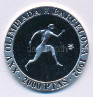 Spanyolország 1990. 2000P Ag 'Nyári Olimpia 1992 Barcelona - Futás' T:PP Spain 1990. 2000 Pesetas Ag '1992 Summer Olympics, Barcelona - Running' C:PP Krause KM#864