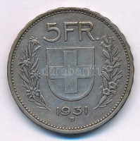 Svájc 1931B 5Fr Ag T:XF patina Switzerland 1931B 5 Francs Ag C:XF patinaKrause KM#402