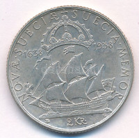 Svédország 1938. 2K Ag 'Új-Svédország alapításának 300. évfordulója (Delaware)' T:VFSweden 1938. 2 Kronor Ag 'Founding of New Sweden - 300th Anniversary (Delaware)' C:VFKrause KM#807