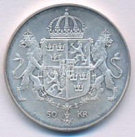 Svédország 1976. 50K Ag 'XVI. Károly Gusztáv és Szilvia esküvője' T:AU kis patina Sweden 1976. 50 Kronor Ag 'Wedding of King Carl XVI Gustaf and Queen Silvia' C:AU small patina Krause KM#854