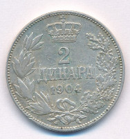 Szerbia 1904. 2D Ag 'I. Péter' T:XF kis karc, apró phSerbia 1904. 2 Dinara Ag 'Petar I' C:XF small scratch, tiny edge errorKrause KM#26