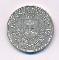 Szlovákia 1941. 20K Ag 'Cirill és Metód' T:AU,XF Slovakia 1941. 20 Korun Ag 'St. Kyrill and St. Methodius' C:AU,XF Krause KM#7.1