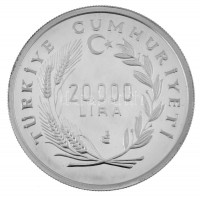 Törökország 1992. 20.000L Ag 'Téli Olimpia - Alberville' T:PP / Turkey 1992. 20.000 Lira Ag 'Albertville Winter Olympics' C:PPKrause KM#1077