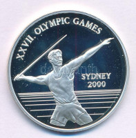 Uganda 1999. 1000Sh Ag '2000. évi Olimpiai Játékok Sydney - Gerelyhajítás' T:PP ujjlenyomat, foltUganda 1999. 1000 Shilling Ag 'Olympic Games 2000 in Sydney - Javelin throw' C:PP fingerprints, spotKrause KM#70