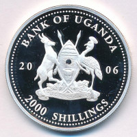 Uganda 2006. 2000Sh Ag 'A labdarúgás halhatatlanjainak csarnoka - Magyarország 1950-es évek / Puskás Ferenc' bizonytalan ezüsttartalmú! T:PP Uganda 2006. 2000 Shillings Ag 'The Hall of Fame of Football - Hungary 1950's / Puskás Ferenc'