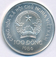 Vietnám 1986. 100D Ag 'Téli Olimpia 1988 Calgary' T:BUVietnam 1986. 100 Dong Ag '1988 Winter Olympics, Calgary' C:BUKrause KM#23.1