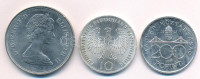 3db-os vegyes Ag és Cu-Ni érmetétel, közte NSZK 1972J 10M Ag 'Müncheni Olimpia / Olimpiai Láng' + Nagy-Britannia 1980. 25p Cu-Ni 'Erzsébet anyakirályné 80. születésnapja' + 1992. 200Ft Ag 'MNB' T:AU,XF karc3pcs of mixed Ag and Cu-Ni