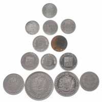 13db-os vegyes venezuelai érmetétel, közte egy Ag érme: 1960. 25c Ag T:UNC-XF13pcs of mixed coin lot from Venezuela with one Ag coin in it: 1960. 25 Centimos Ag C:UNC-XF